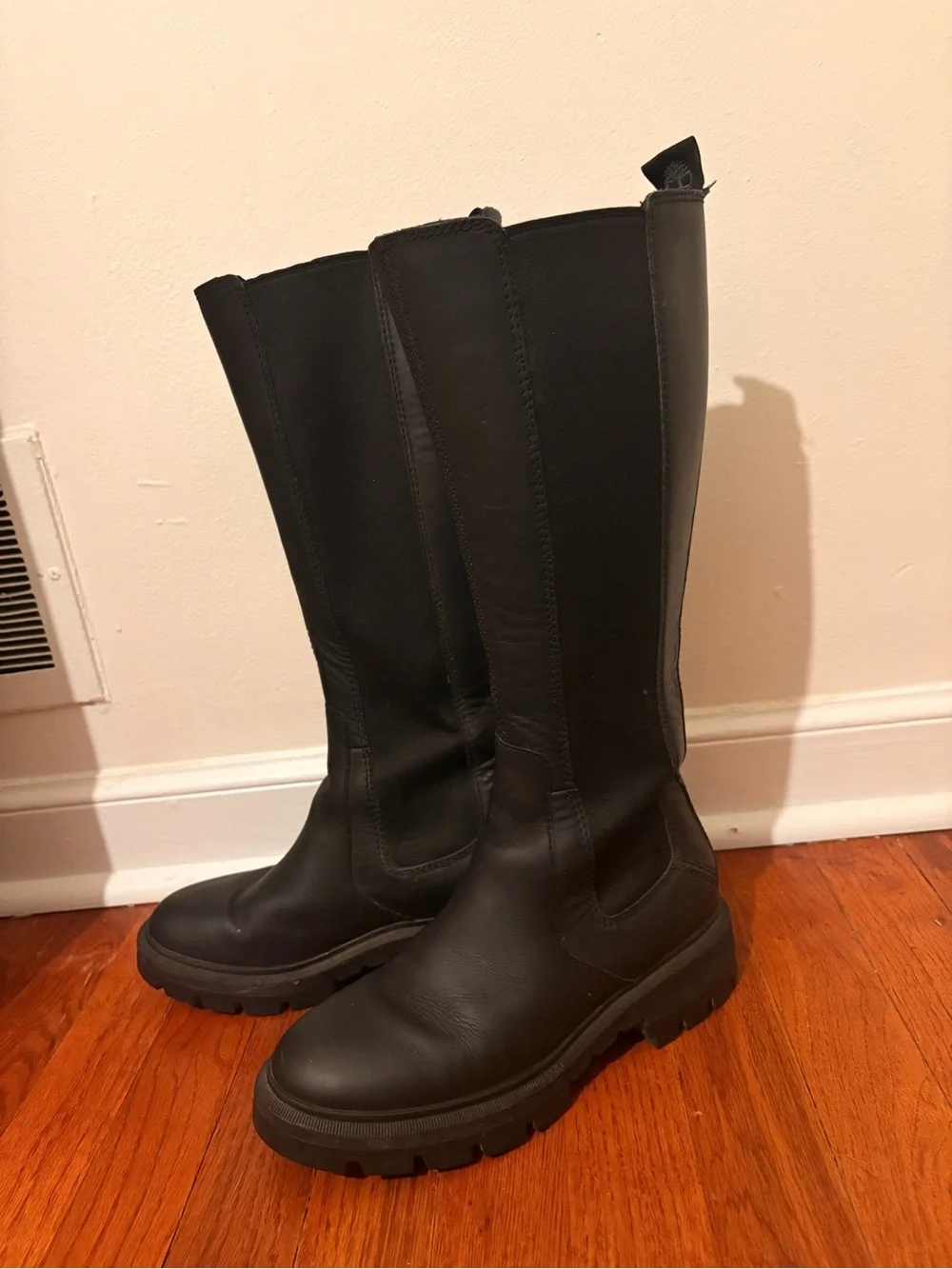 Women's Black Timberland Cortina Valley Tall Pull-On Riding Boots— size 7